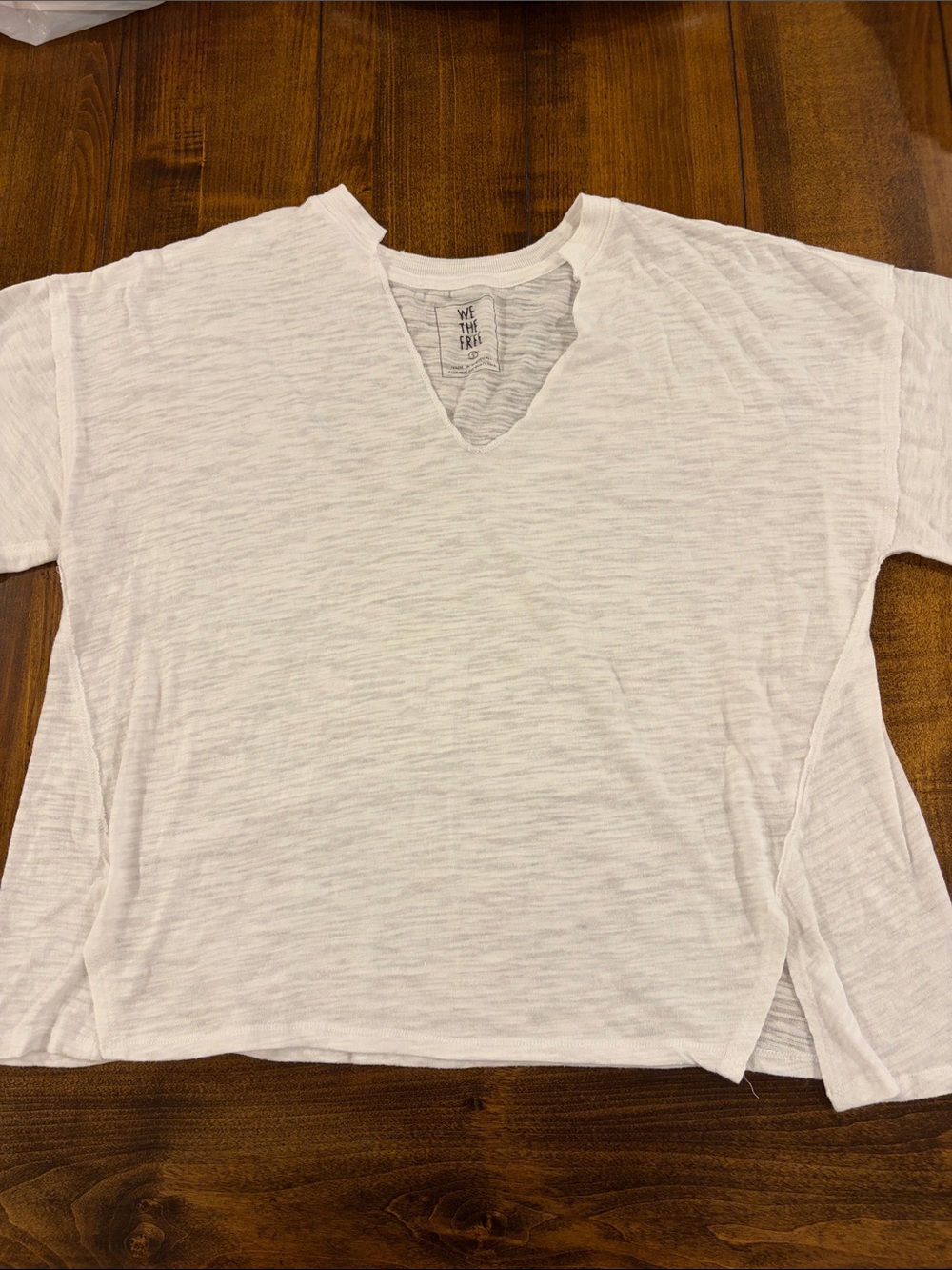 We The Free Off-White Slub V-Notch Short Sleeve Tee
